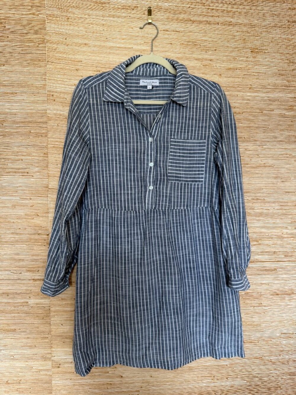 Michael Stars Elsie striped shirt dress in blue and white